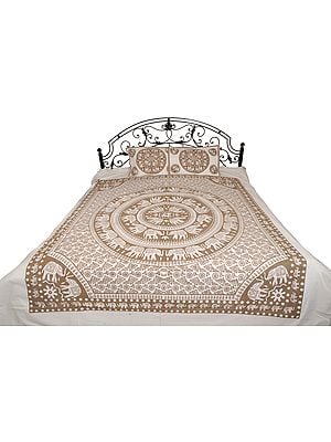 Bedsheet from Pilkhuwa with Printed Chakravhuh of Elephants