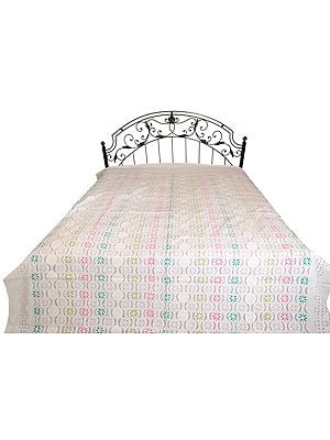 Bright-White Bedspread with Cutwork Flowers