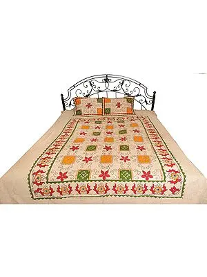Bleached-Sand Floral Printed Bedsheet from Pilkhuwa