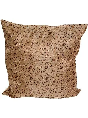 Beige Cushion Cover with Floral Weave All-Over
