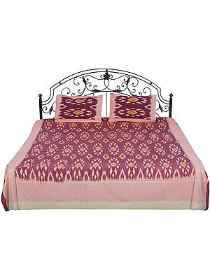 Salmon Bedspread from Pochampally with Ikat Weave