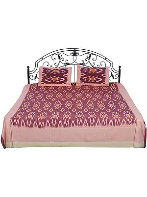 Salmon Bedspread from Pochampally with Ikat Weave