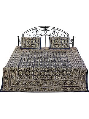 Bedspread from Pilkhuwa with Printed Beige Elephants and Flowers