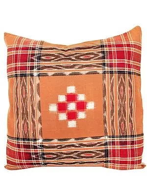 Cushion Cover from Hyderabad with Ikat Weave and Stripes