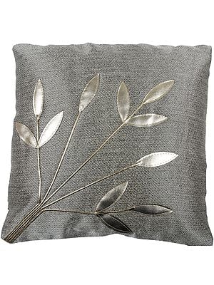Cushion Cover with Applique Leaves