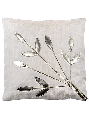 Cushion Cover with Applique Leaves