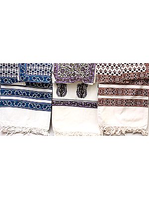 Lot of Three Pure Cotton Block-Printed Bedspreads from Pilkhuwa
