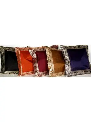 Lot of Five Cushion Covers with Elephant Border