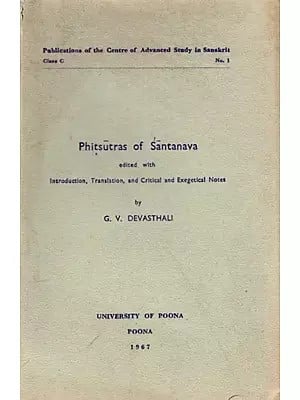 Phitsutras of Santanava: Edited with Introduction, Translation, and Critical and Exegetical Notes (An Old and Rare Book)