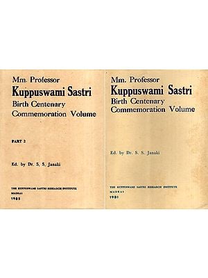 Mm.Professor Kuppuswami Sastri Birth-Centenary Commemoration Volume (Set of 2 Volumes) (An Old and Rare Book)