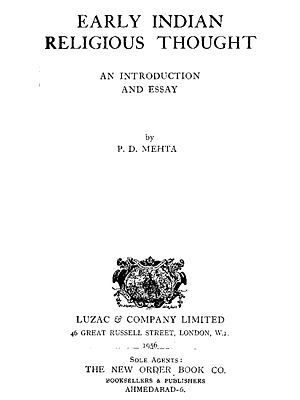 Early Indian Religious Thought- An Introduction and Essay  (An Old and Rare Book)