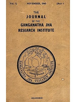 The Journal of the Ganganath Jha Research Institute (Vol-I Part-I November 1943) An Old And Rare Book