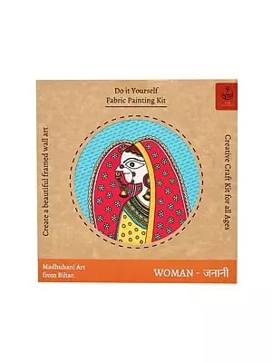Woman-जनानी: Madhubani Art from Bihar- Create a beautiful framed wall art (Do it Yourself Fabric Painting Kit)