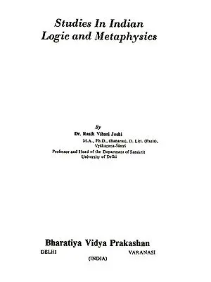Studies in Indian Logic and Metaphysics (An Old and Rare Book)