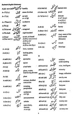 Kashmiri-English Dictionary for Second Language Learners | Exotic India Art