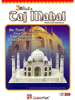 3 D Puzzle: Taj Mahal World’s Great Architecture (No Tools Easy to Assemble Educational Great Decoration Item) (87 Pcs)