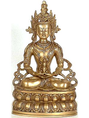 13" Tibetan Buddhist Deity- Amitabha Buddha In Brass | Handmade | Made In India
