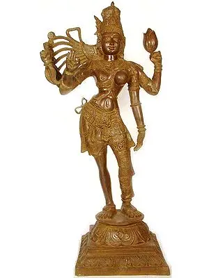 41" Large Size Ardhanarishvara : The Half Male and Half Female Form of Shiva In Brass | Handmade | Made In India