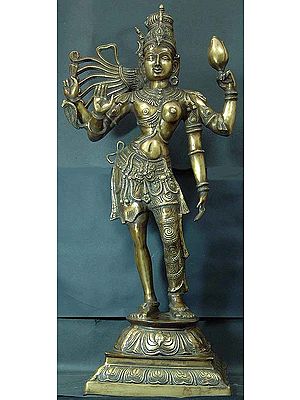 39" Large Size Ardhanarishvara In Brass | Handmade | Made In India