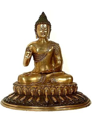 22" Large Size Blessing Buddha In Brass | Handmade | Made In India