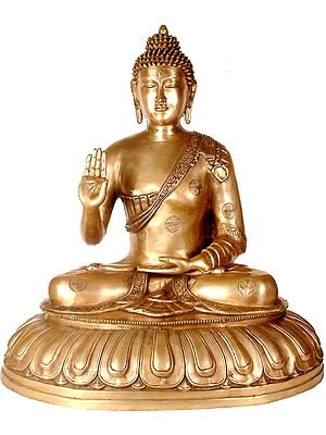 30" Large Size Buddha in the Abhaya Mudra In Brass | Handmade | Made In India