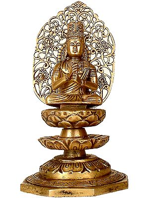 7" Crowned Japanese Buddha In Brass | Handmade | Made In India