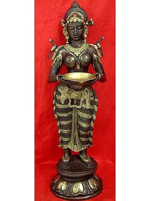38" Large Size Deep Lakshmi In Brass | Handmade | Made In India