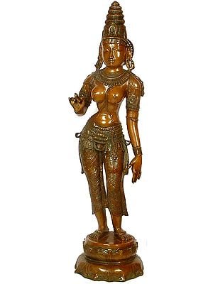 46" Large Size Devi: The Manifestation of Primordial Female Energy In Brass | Handmade | Made In India