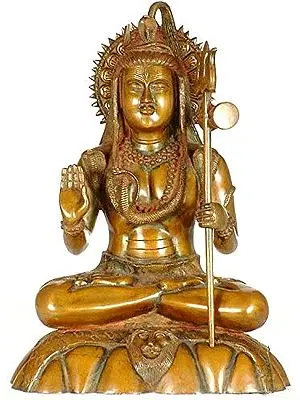 16" Lord Shiva Anugraha Murti in Brass | Handmade | Made in India