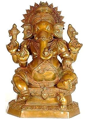 30" Large Size Ganesha Brass Sculpture | Handmade | Made in India