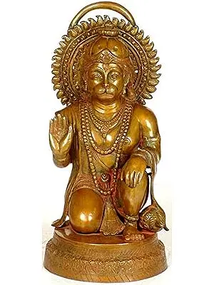 20" Hanuman in Abhaya Mudra In Brass | Handmade | Made In India