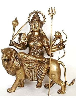 33" Large Size Mother Goddess Durga In Brass | Handmade | Made In India