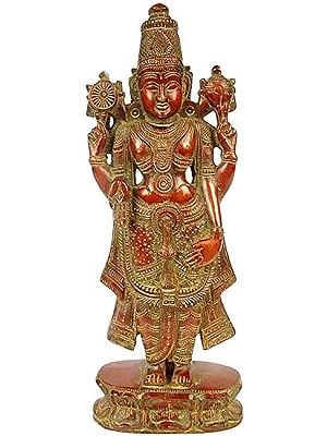 15" Two-Sided Vishnu In Brass | Handmade | Made In India