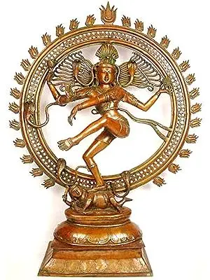 40" Large Nataraja Brass Statue | Handmade Indian Craft | Divine Ananda-Tandava Sculpture