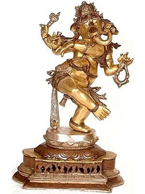 24" Dancing Ganesha In Brass | Handmade | Made In India