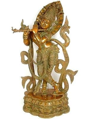 32" Large Size Venu Gopal Brass Statue | Handmade | Made in India
