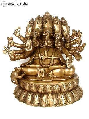 17" Five-Headed Ganesha Statue in Brass | Handmade | Made in India