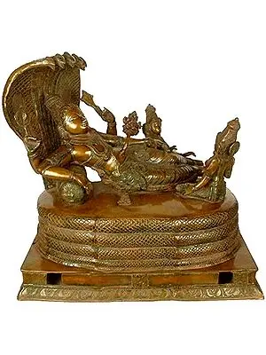 22" Large Sheshshayi Vishnu in Brass | Handmade | Made in India