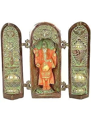 7" Folding Ganesha Temple In Brass | Handmade | Made In India