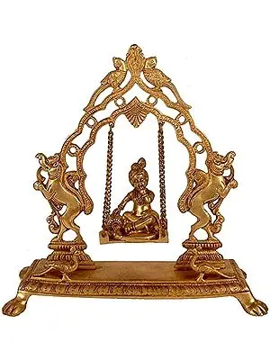 13" Bala Gopala on the Swing In Brass | Handmade | Made In India
