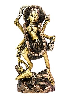 4" Small Mother Kali Statue In Brass | Handmade | Made In India