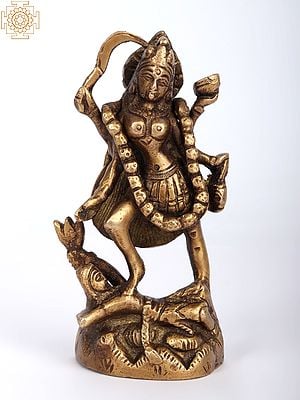 4" Small Mother Kali Statue In Brass | Handmade | Made In India
