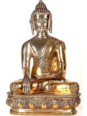 11" Buddha in Bhumisparsha Mudra In Brass | Handmade | Made In India