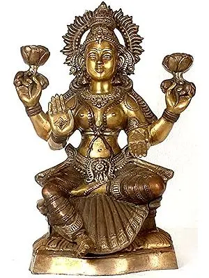 18" Handmade Goddess Lakshmi Brass Idol | Spiritual Home Decor