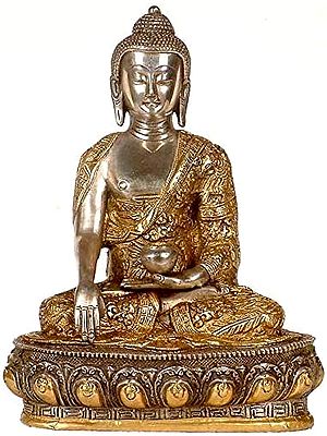 10" Buddha in Bhumisparsha Mudra In Brass | Handmade | Made In India