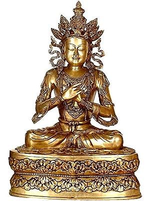 34" Large Size Crowned Buddha (Sambhogakaya) In Brass | Handmade | Made In India