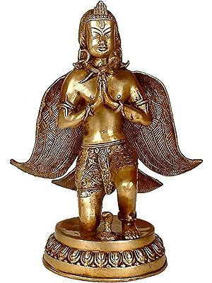 13" Lord Garuda In Brass | Handmade | Made In India