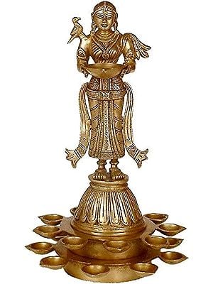13" Auspicious Lamps In Brass | Handmade | Made In India