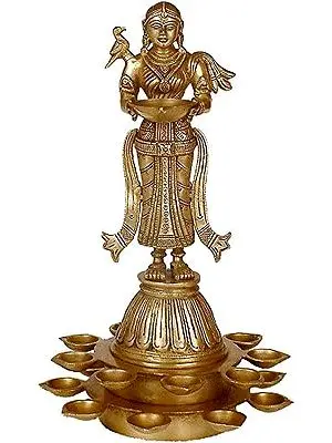 13" Auspicious Lamps in Brass | Handmade | Made in India