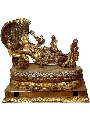 21" Large Size Sheshshayi Vishnu In Brass | Handmade | Made In India